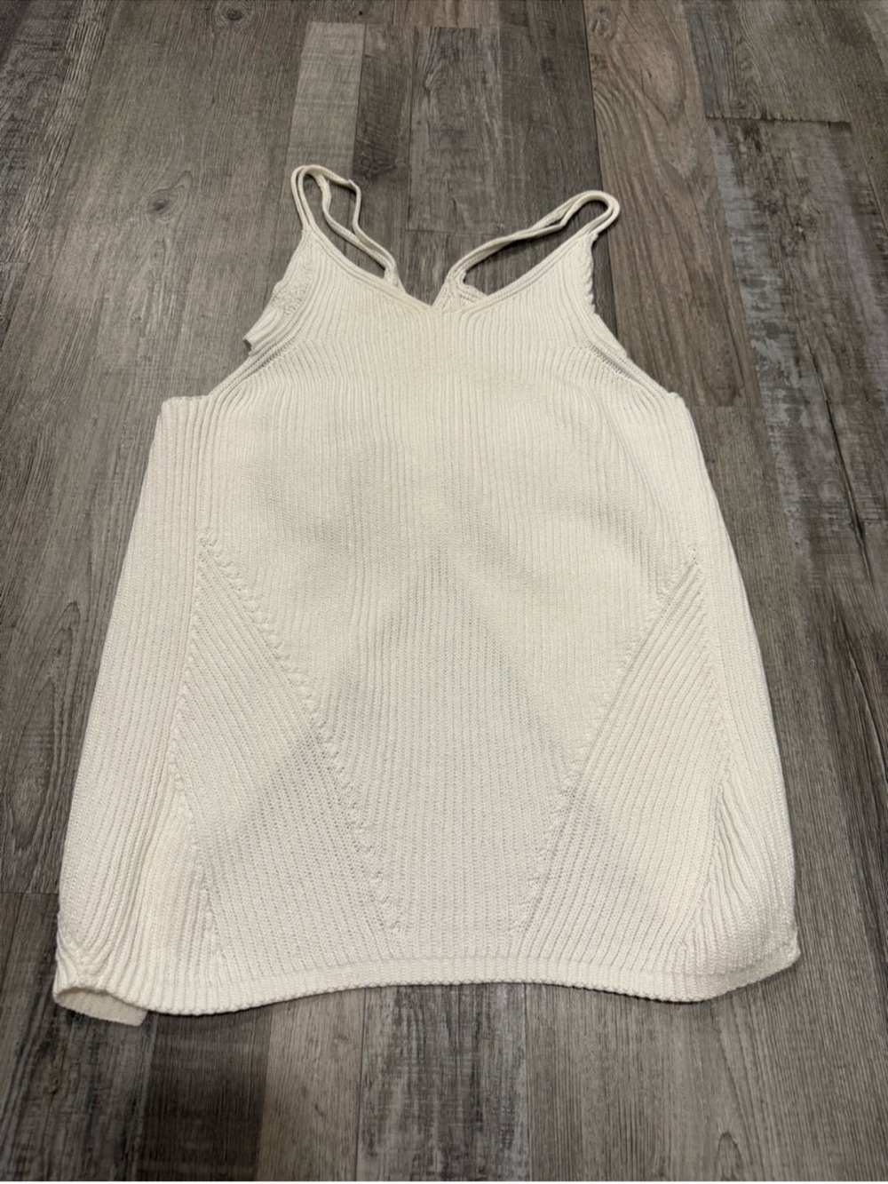 MM6 Maison Martin Margiela Ivory Ribbed Knit Tank Top — Size S